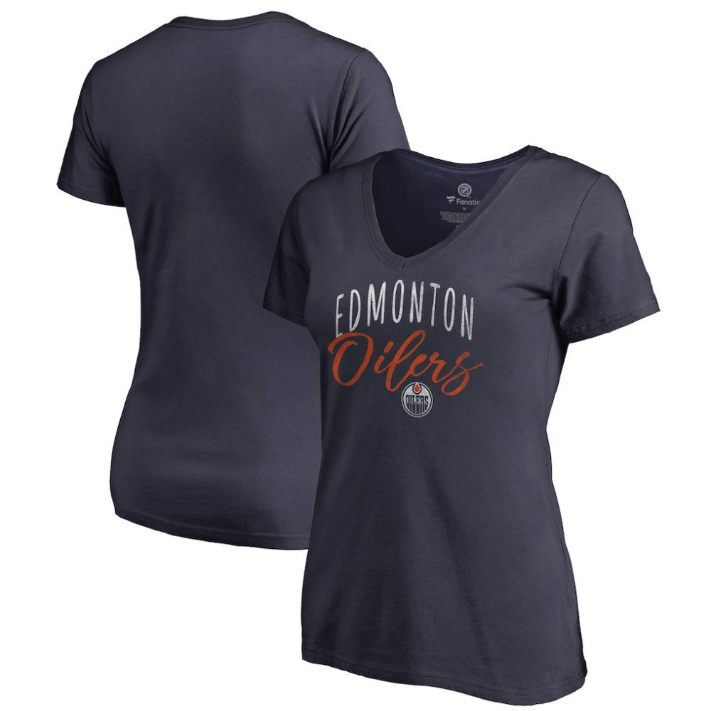 Edmonton Oilers - Women's Graceful V-Neck T-Shirt Navy