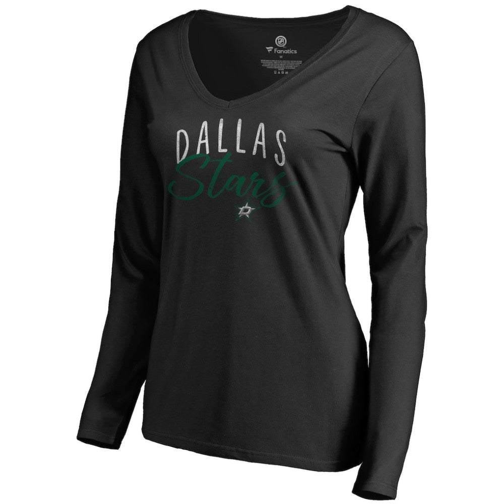 Dallas Stars - Women's Graceful Long Sleeve V-Neck T-Shirt Black