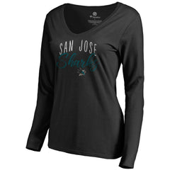San Jose Sharks - Women's Graceful Long Sleeve V-Neck T-Shirt Black