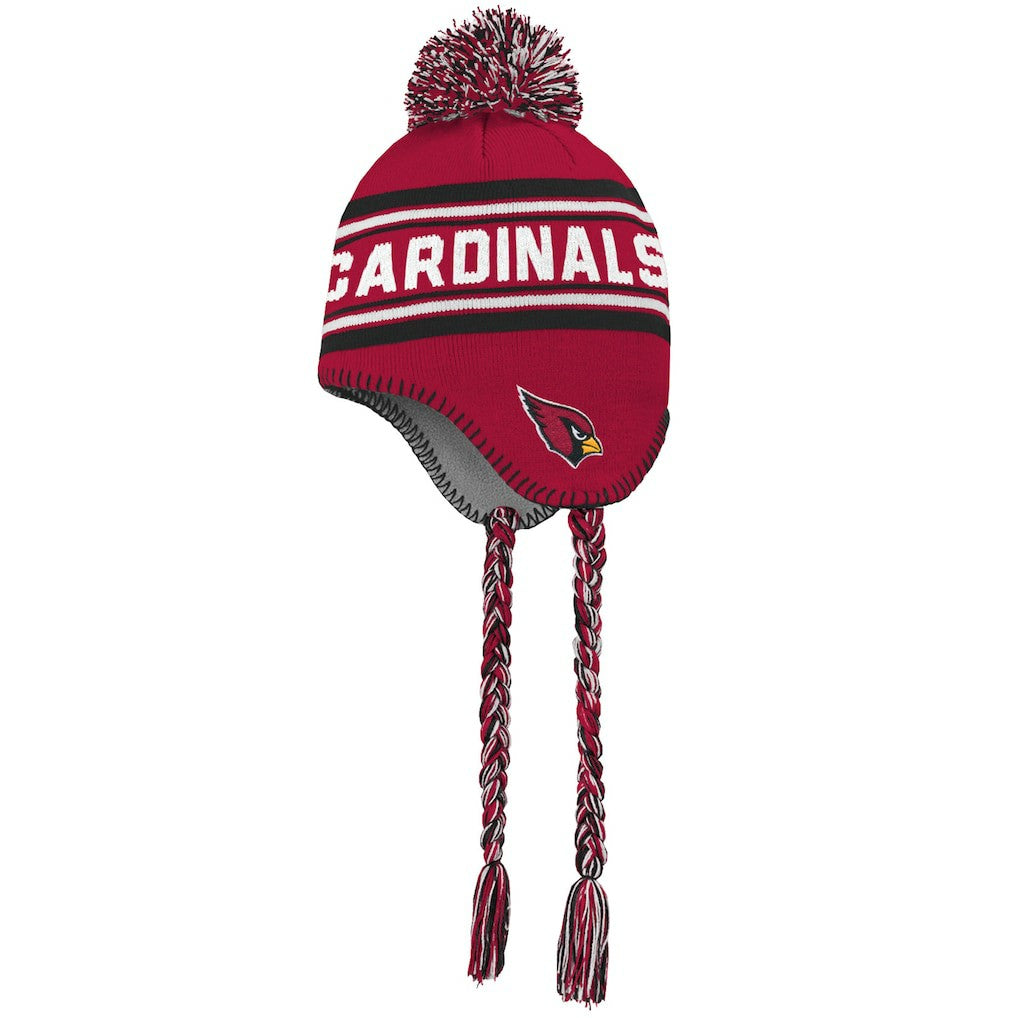 Arizona Cardinals Youth Jacquard Tassel Knit Hat with Pom Cardinal/Black - NFL