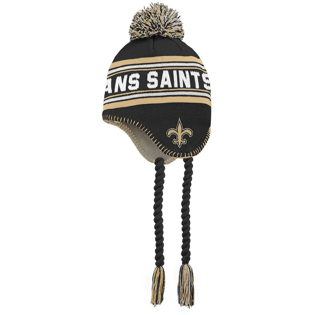New Orleans Saints Preschool Jacquard Tassel Knit Hat with Pom Black/Gold - NFL