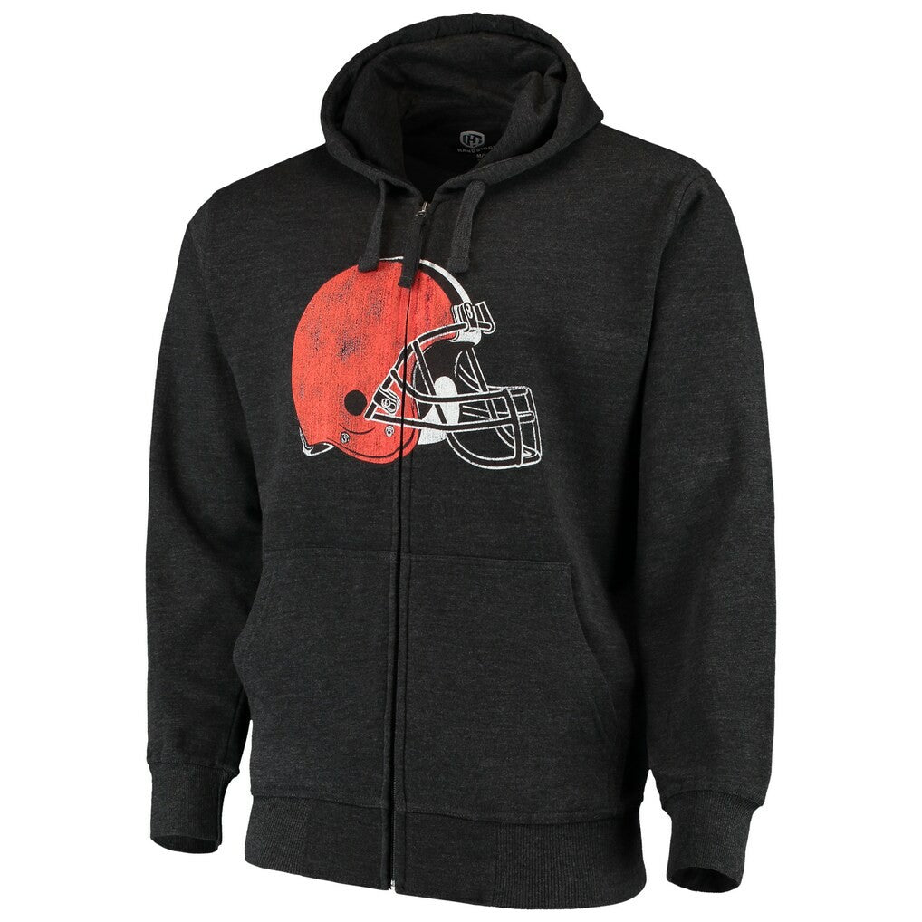 Cleveland Browns G-III Sports by Carl Banks Primary Logo Full-Zip Hoodie Charcoal - NFL