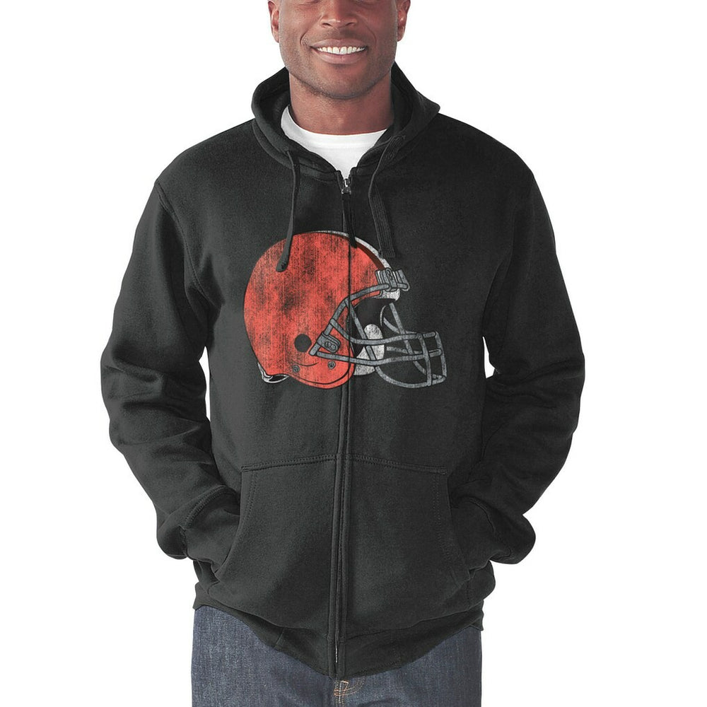 Cleveland Browns G-III Sports by Carl Banks Primary Logo Full-Zip Hoodie Charcoal - NFL