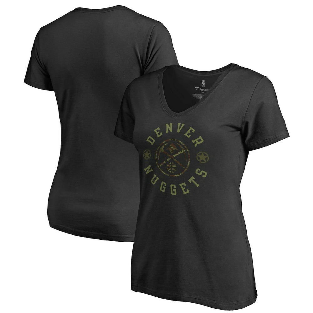 NBA - Denver Nuggets Women's Liberty Camo V-Neck T-Shirt - Black