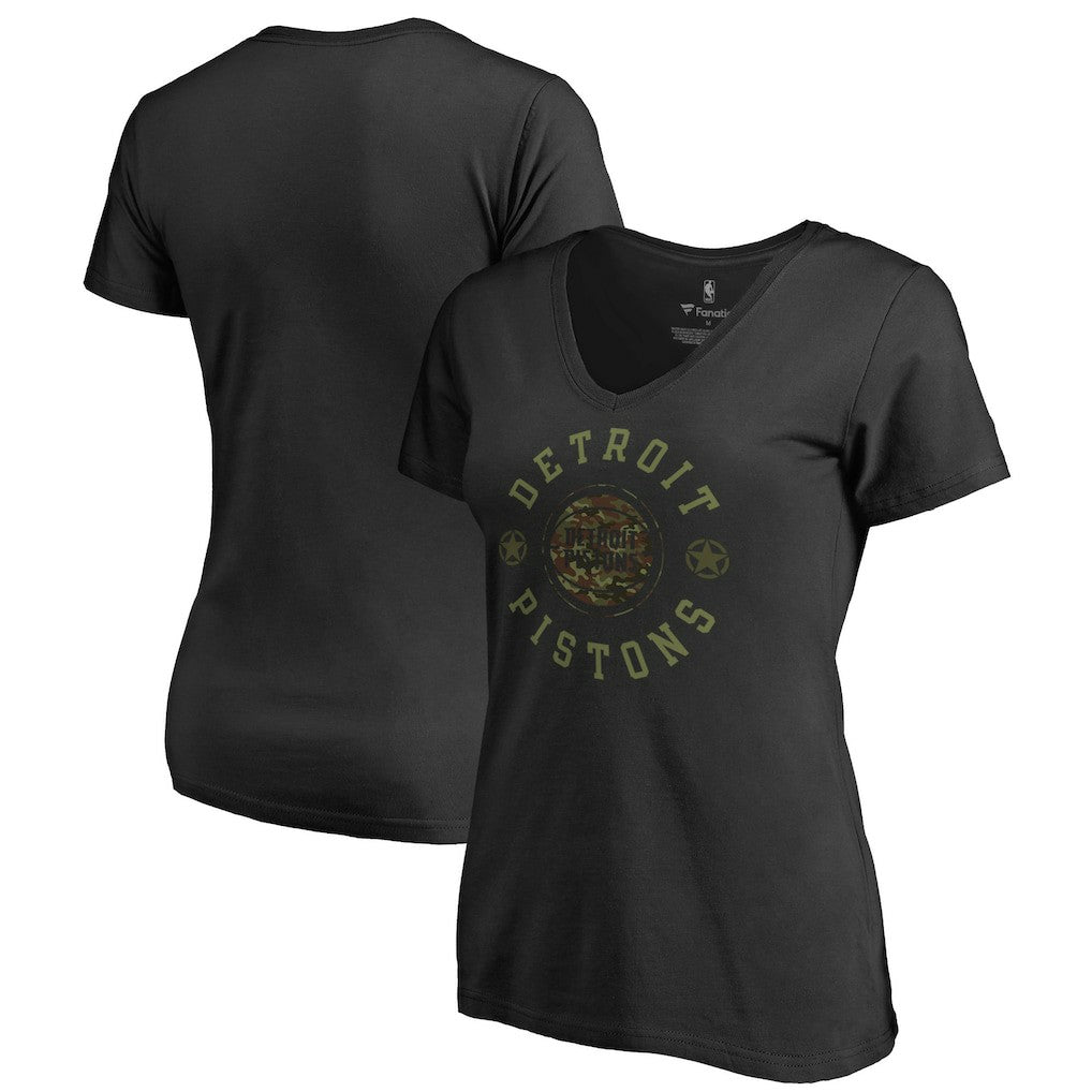 NBA - Detroit Pistons Women's Liberty V-Neck T-Shirt - Black