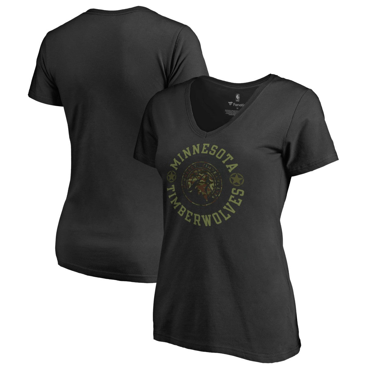 NBA - Minnesota Timberwolves Women's Liberty V-Neck T-Shirt - Black