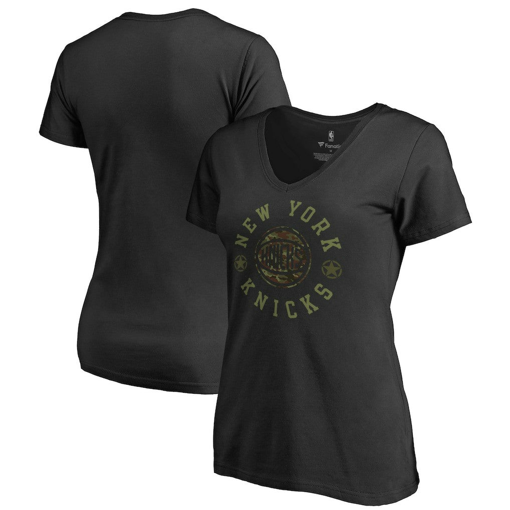 NBA - New York Knicks Women's Liberty V-Neck T-Shirt - Black