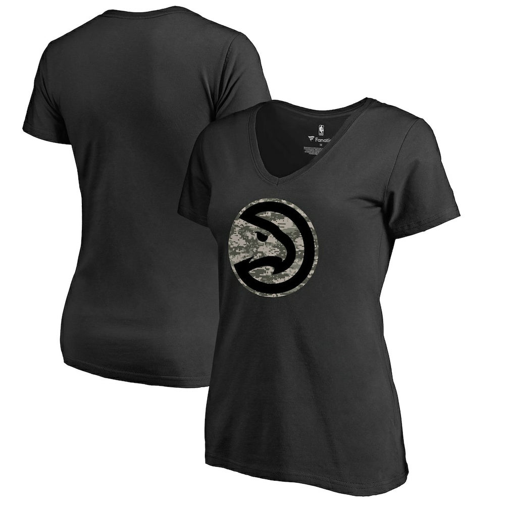 NBA - Atlanta Hawks Women's Cloak Camo V-Neck T-Shirt - Black