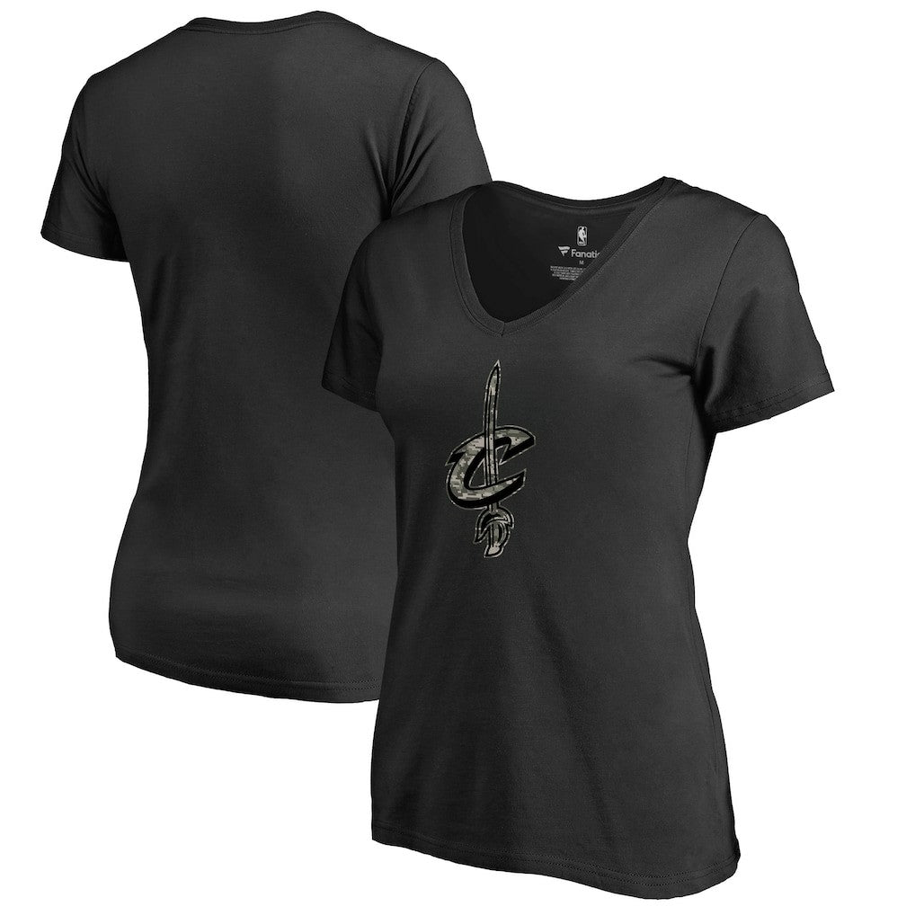 NBA - Cleveland Cavaliers Women's Cloak Camo V-Neck T-Shirt - Black