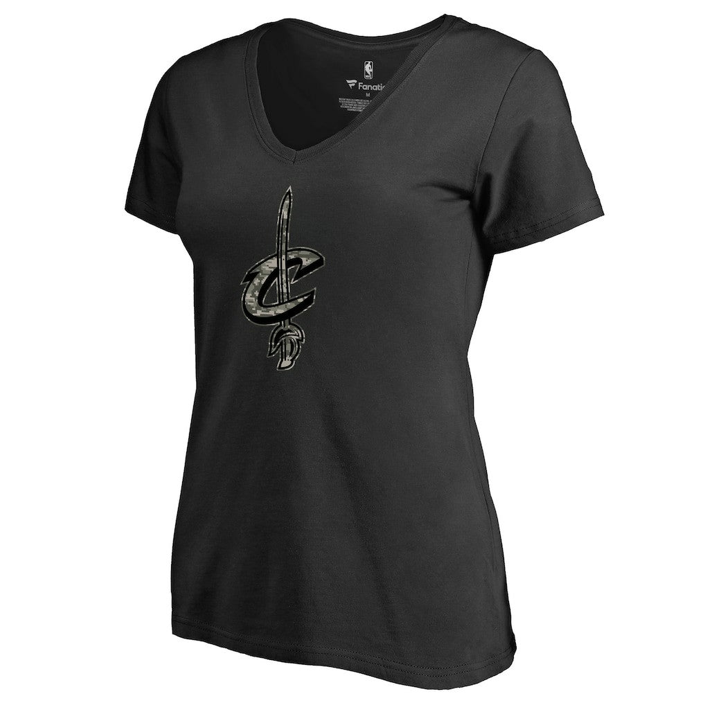 NBA - Cleveland Cavaliers Women's Cloak Camo V-Neck T-Shirt - Black