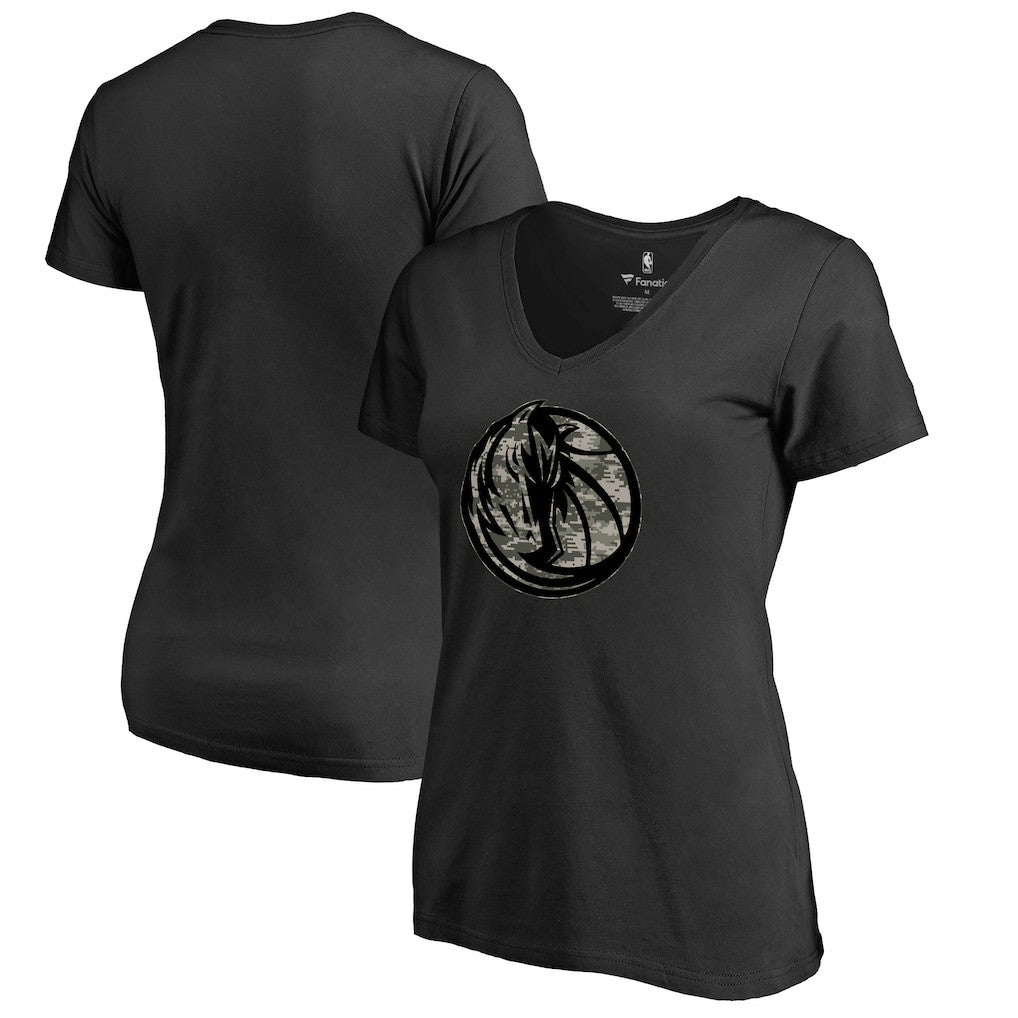 NBA - Dallas Mavericks Women's Cloak Camo V-Neck T-Shirt - Black