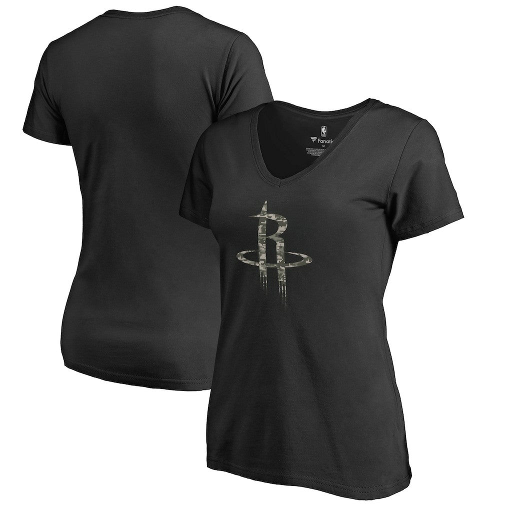 NBA - Houston Rockets Women's Cloak Camo V-Neck T-Shirt - Black