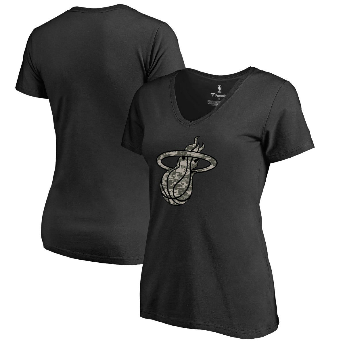 NBA - Miami Heat Women's Cloak Camo V-Neck T-Shirt - Black