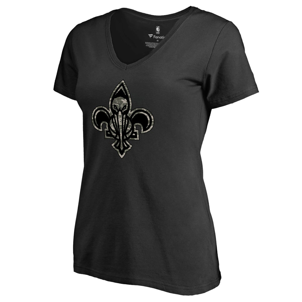 NBA - New Orleans Pelicans Women's Cloak Camo V-Neck T-Shirt - Black