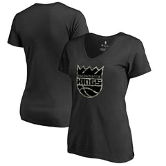 NBA - Sacramento Kings Women's Cloak Camo V-Neck T-Shirt - Black