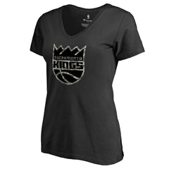 NBA - Sacramento Kings Women's Cloak Camo V-Neck T-Shirt - Black