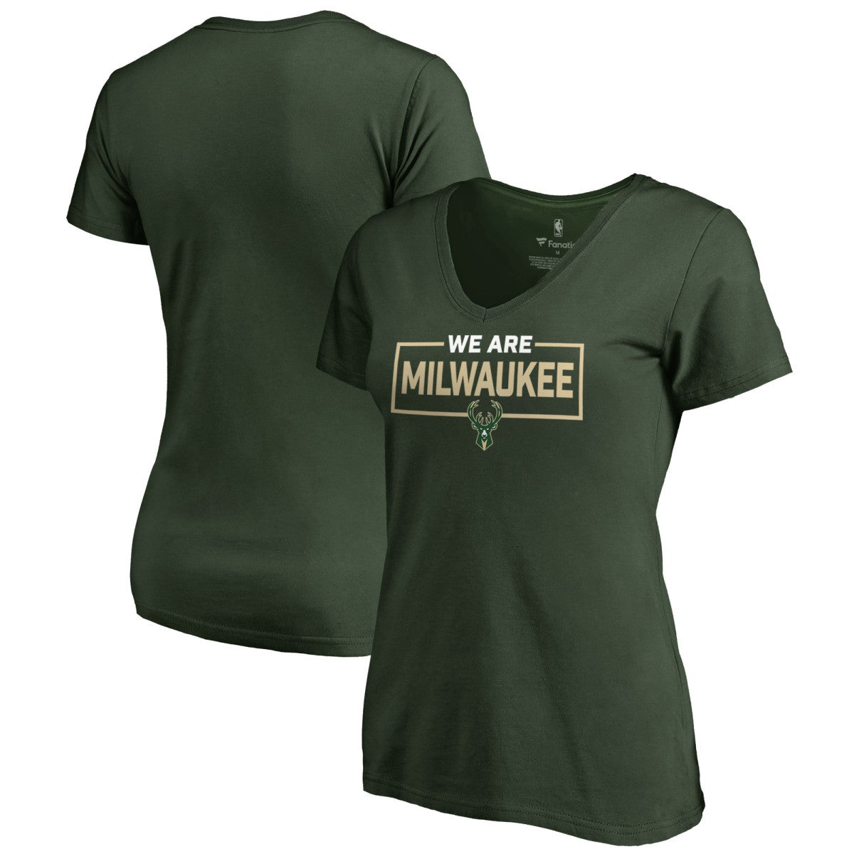 NBA - Milwaukee Bucks Women's We Are Iconic Collection V-Neck T-Shirt - Green