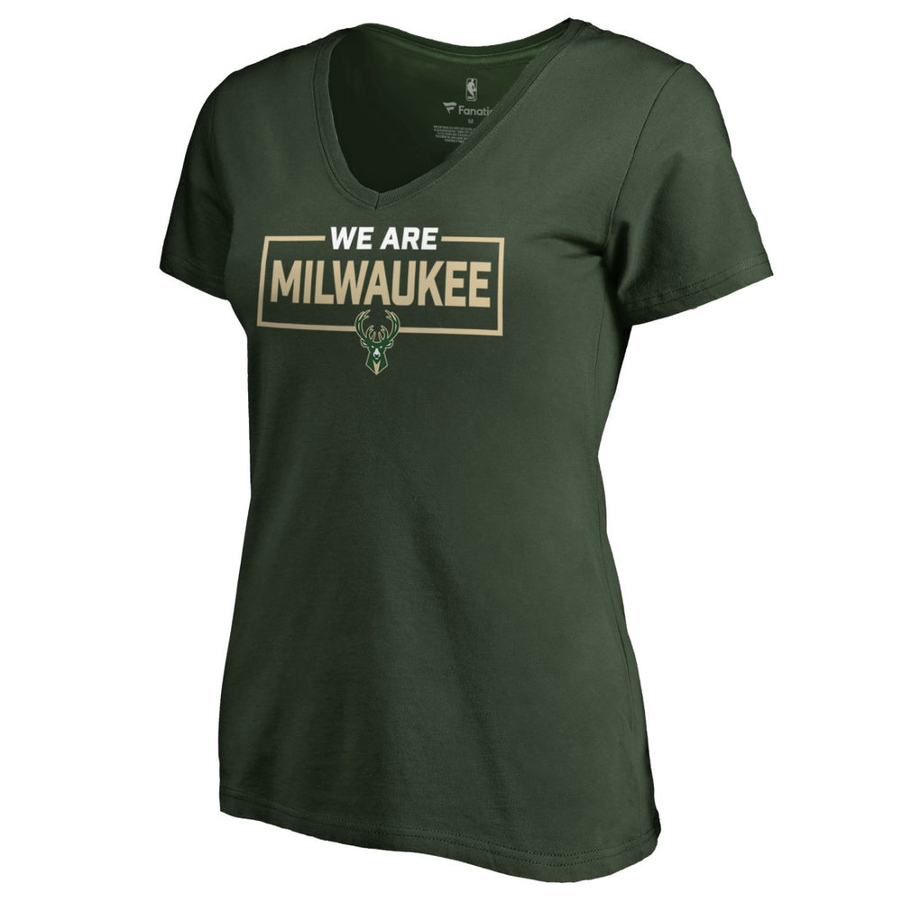NBA - Milwaukee Bucks Women's We Are Iconic Collection V-Neck T-Shirt - Green