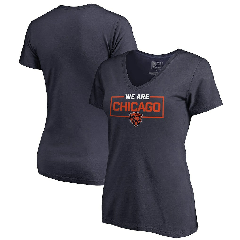 Chicago Bears Women's We Are Icon V-Neck T-Shirt Navy - NFL