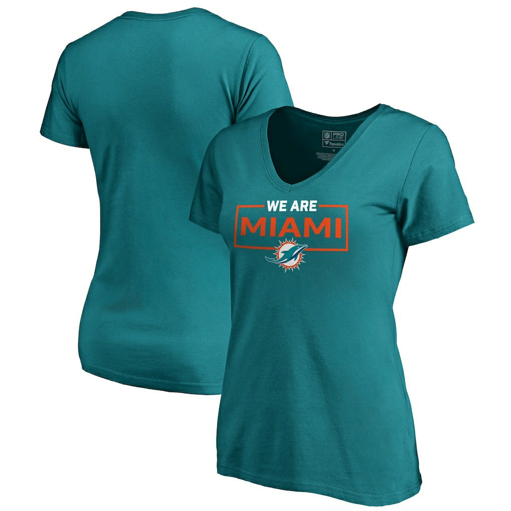 Miami Dolphins Women's We Are Icon V-Neck T-Shirt Aqua - NFL