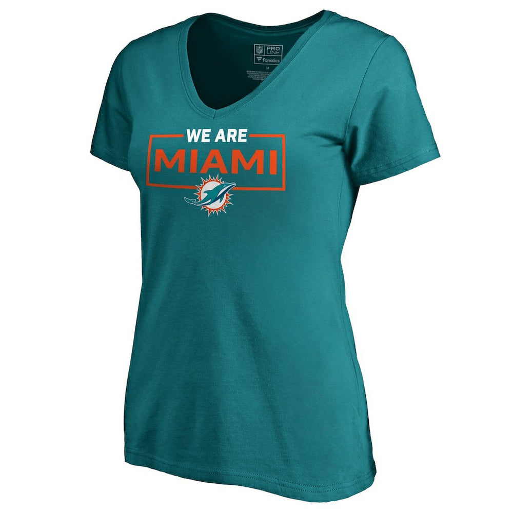 Miami Dolphins Women's We Are Icon V-Neck T-Shirt Aqua - NFL
