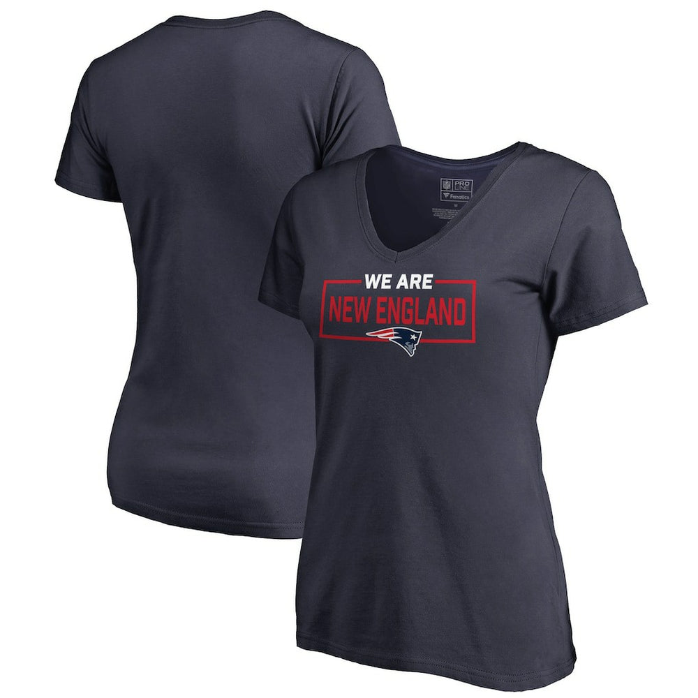 New England Patriots Women's We Are Icon V-Neck T-Shirt Navy - NFL