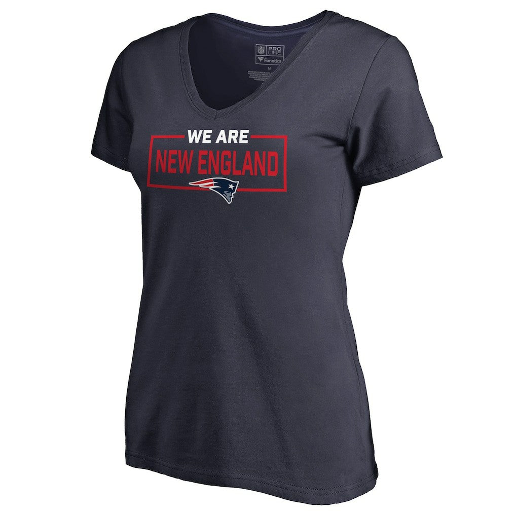 New England Patriots Women's We Are Icon V-Neck T-Shirt Navy - NFL