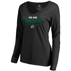 Dallas Stars - Women's Iconic Collection We Are Long Sleeve V-Neck T-Shirt Black