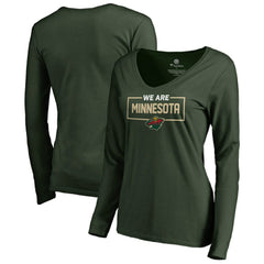 Minnesota Wild - Women's Iconic Collection We Are Long Sleeve V-Neck T-Shirt Green