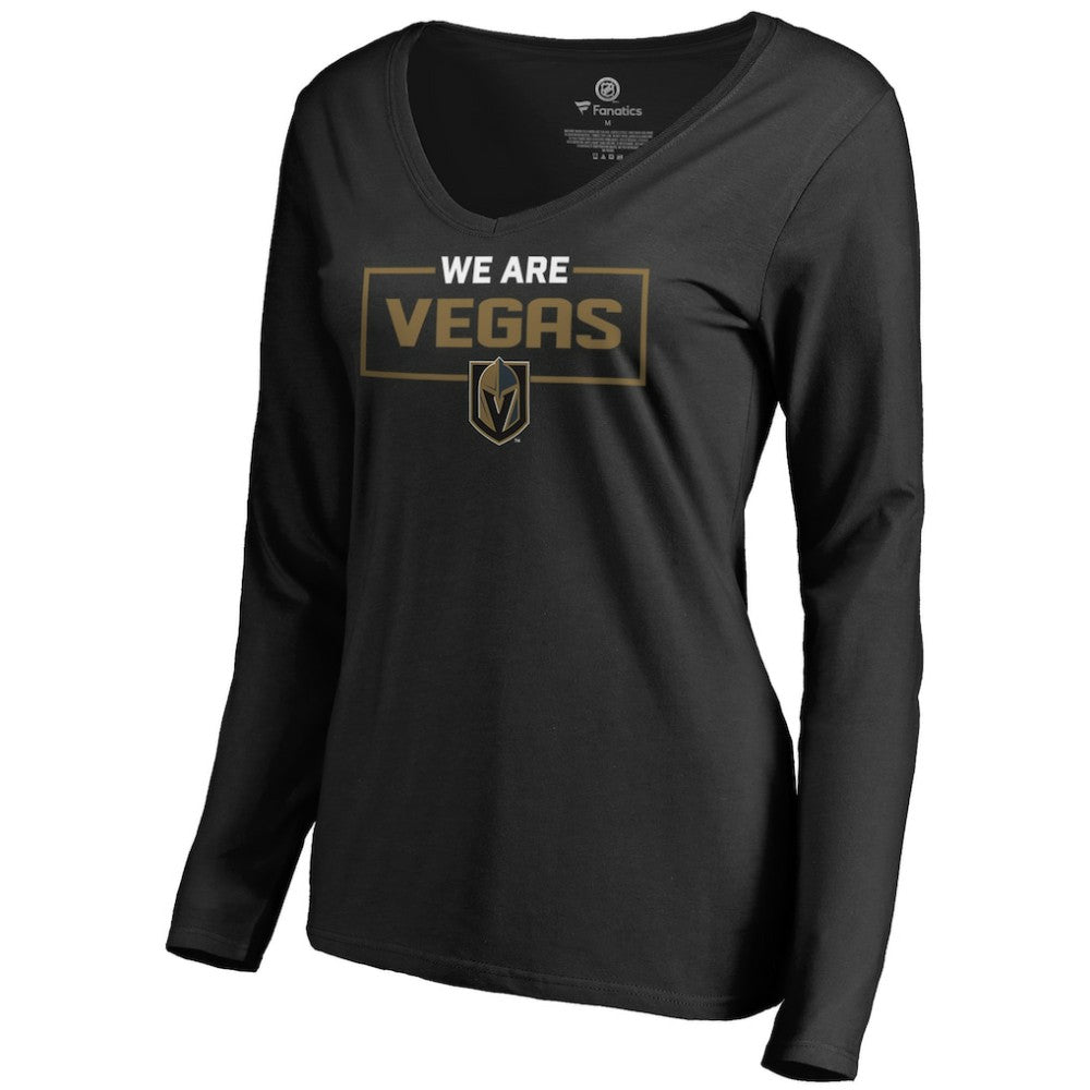 Vegas Golden Knights Women's Iconic Collection We Are Long Sleeve V-Neck T-Shirt Black