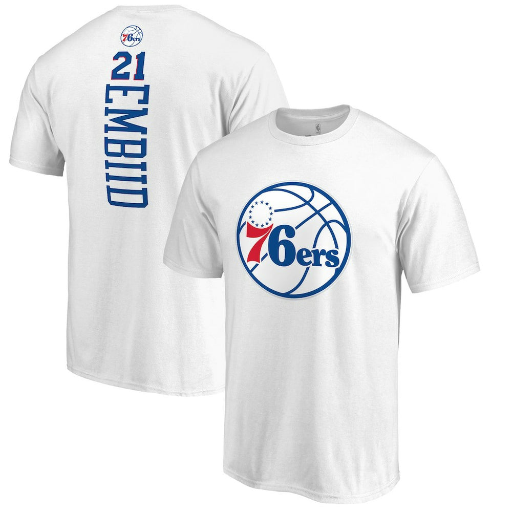 NBA - Joel Embiid Philadelphia 76ers Backer Name & Number T-Shirt - White