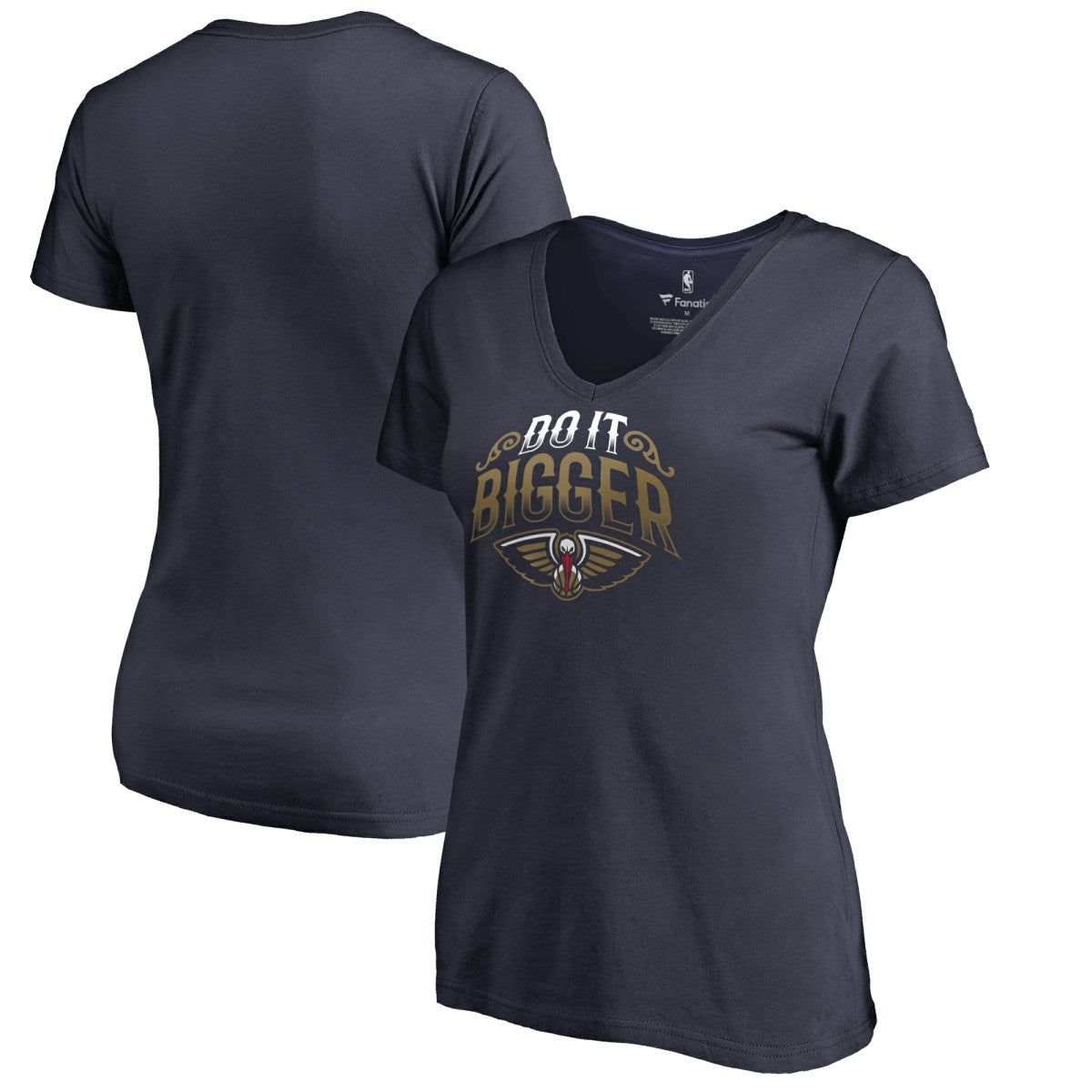 NBA - New Orleans Pelicans Women's Hometown Collection Do It Bigger V-Neck T-Shirt - Navy