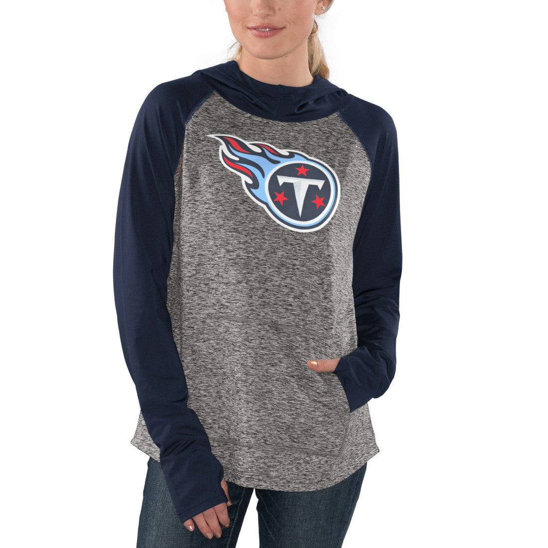 Tennessee Titans G-III 4Her by Carl Banks Women's Championship Ring Pullover Hoodie Heathered Gray/Navy - NFL