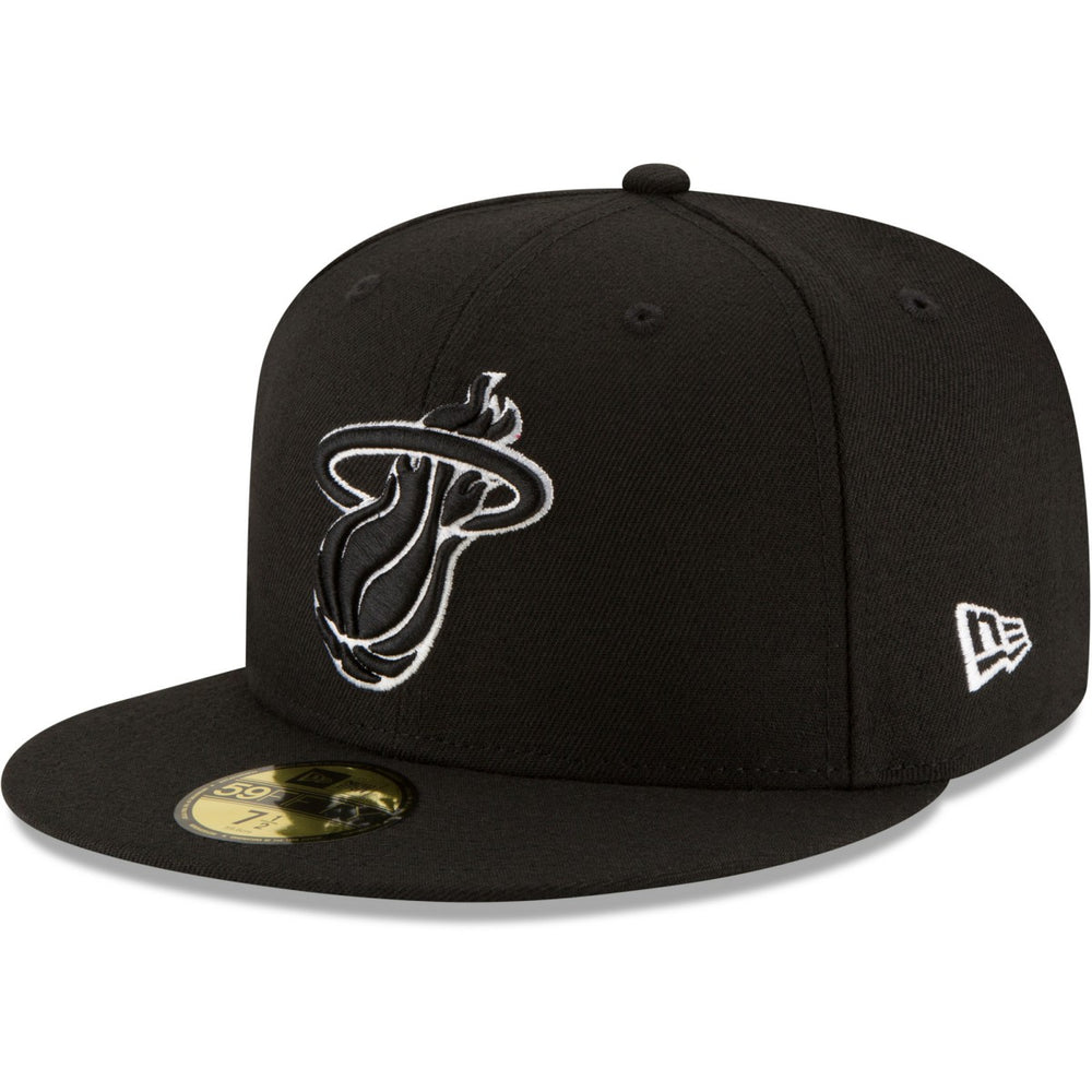 New Era - Miami Heat Black & White Logo 59FIFTY Fitted Hat - Black