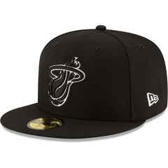 New Era - Miami Heat Black & White Logo 59FIFTY Fitted Hat - Black