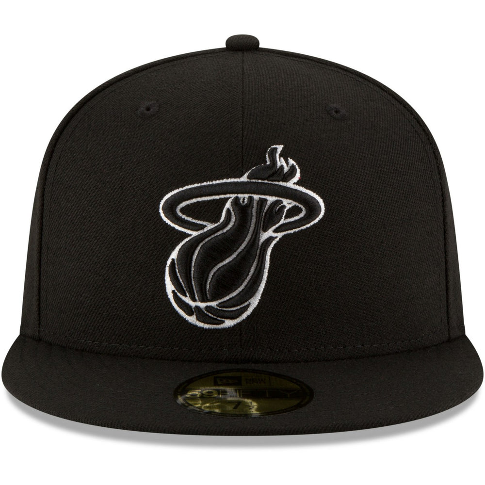 New Era - Miami Heat Black & White Logo 59FIFTY Fitted Hat - Black