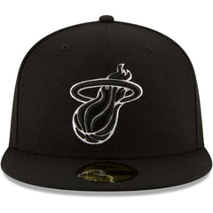 New Era - Miami Heat Black & White Logo 59FIFTY Fitted Hat - Black