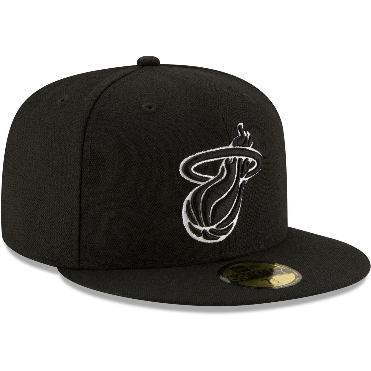 New Era - Miami Heat Black & White Logo 59FIFTY Fitted Hat - Black