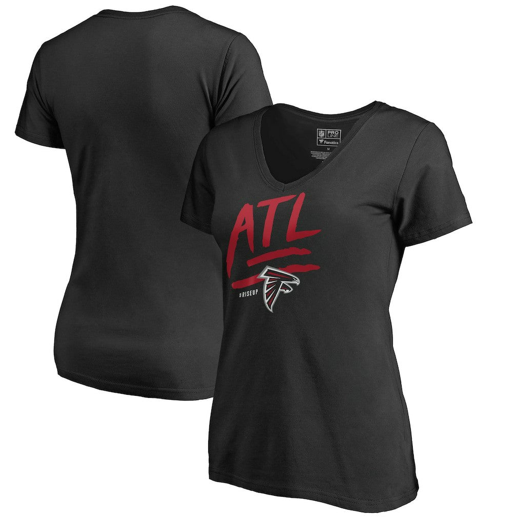 Atlanta Falcons Women's Rise Up V-Neck T-Shirt Black - NFL