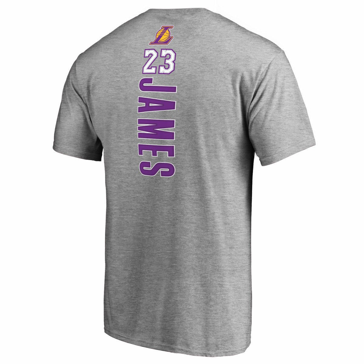 NBA - LeBron James Los Angeles Lakers Backer Name & Number T-Shirt - Heather Gray