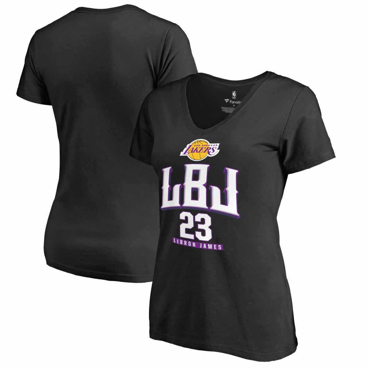 NBA - LeBron James Los Angeles Lakers Women's Hometown Collection LBJ V-Neck T-Shirt - Black