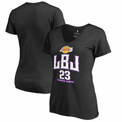NBA - LeBron James Los Angeles Lakers Women's Hometown Collection LBJ V-Neck T-Shirt - Black