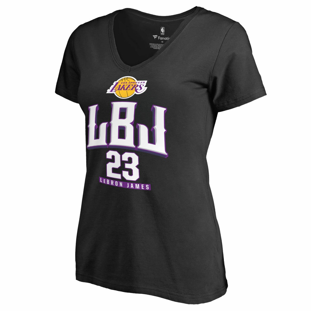 NBA - LeBron James Los Angeles Lakers Women's Hometown Collection LBJ V-Neck T-Shirt - Black