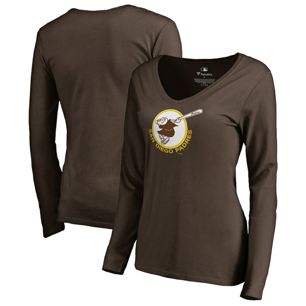 San Diego Padres Women's Cooperstown Collection Forbes Long Sleeve V-Neck T-Shirt for sale