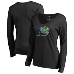 Tampa Bay Rays Women's Cooperstown Collection Forbes Long Sleeve V-Neck T-Shirt Sale