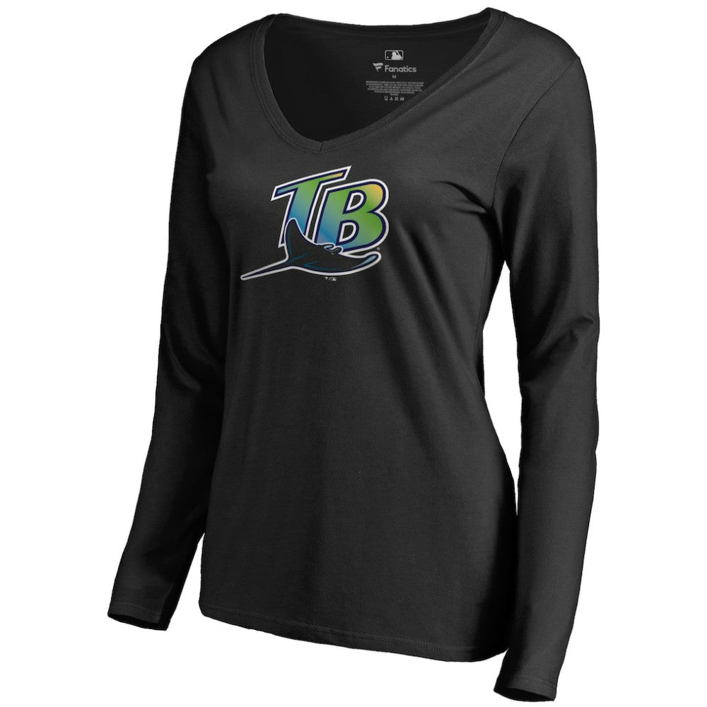 Tampa Bay Rays Women's Cooperstown Collection Forbes Long Sleeve V-Neck T-Shirt Sale