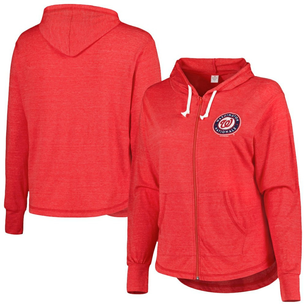 Washington Nationals Soft as a Grape Women's Plus Size Full-Zip Lightweight Hoodie Top Clearance
