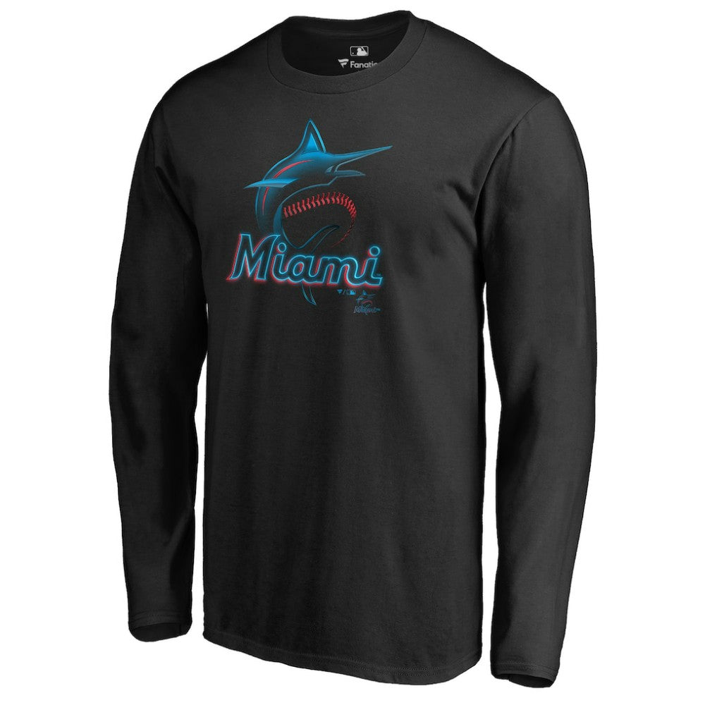 Miami Marlins Midnight Mascot Long Sleeve T-Shirt On Sale