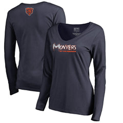 Chicago Bears Women's Monsters Long Sleeve V-Neck T-Shirt Navy - NFL