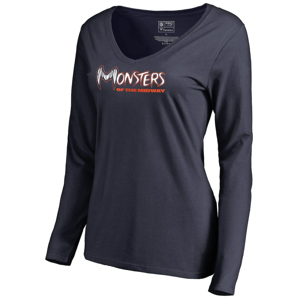 Chicago Bears Women's Monsters Long Sleeve V-Neck T-Shirt Navy - NFL